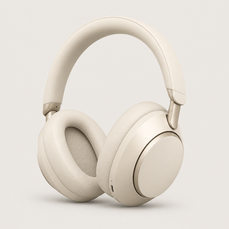 Warm ivory over-ear wireless headphones
